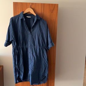Uniqlo blue linen/cotton oversized dress - size S
